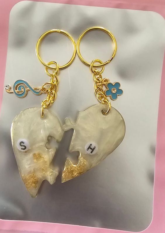 Heart Puzzle Keychain Set