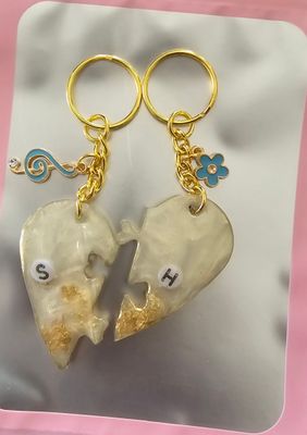 Heart Puzzle Keychain Set