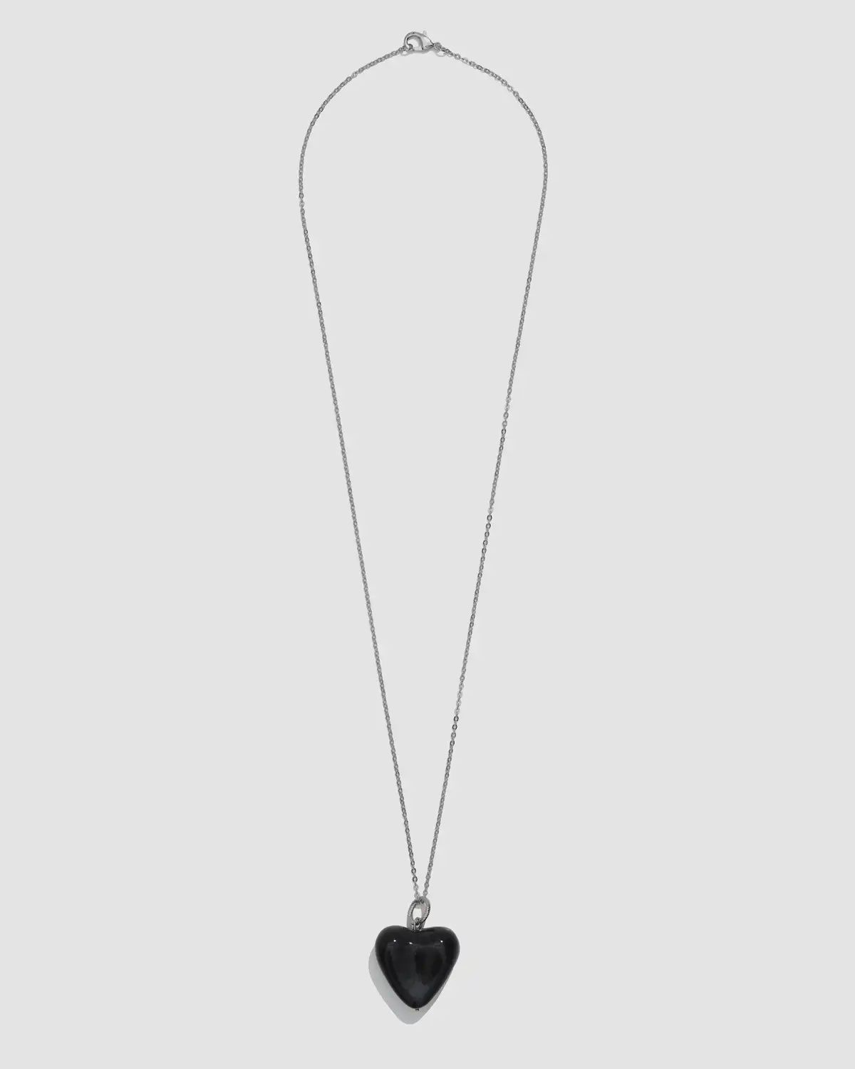 AURA pendant with a black heart, Material: Silver color fitting