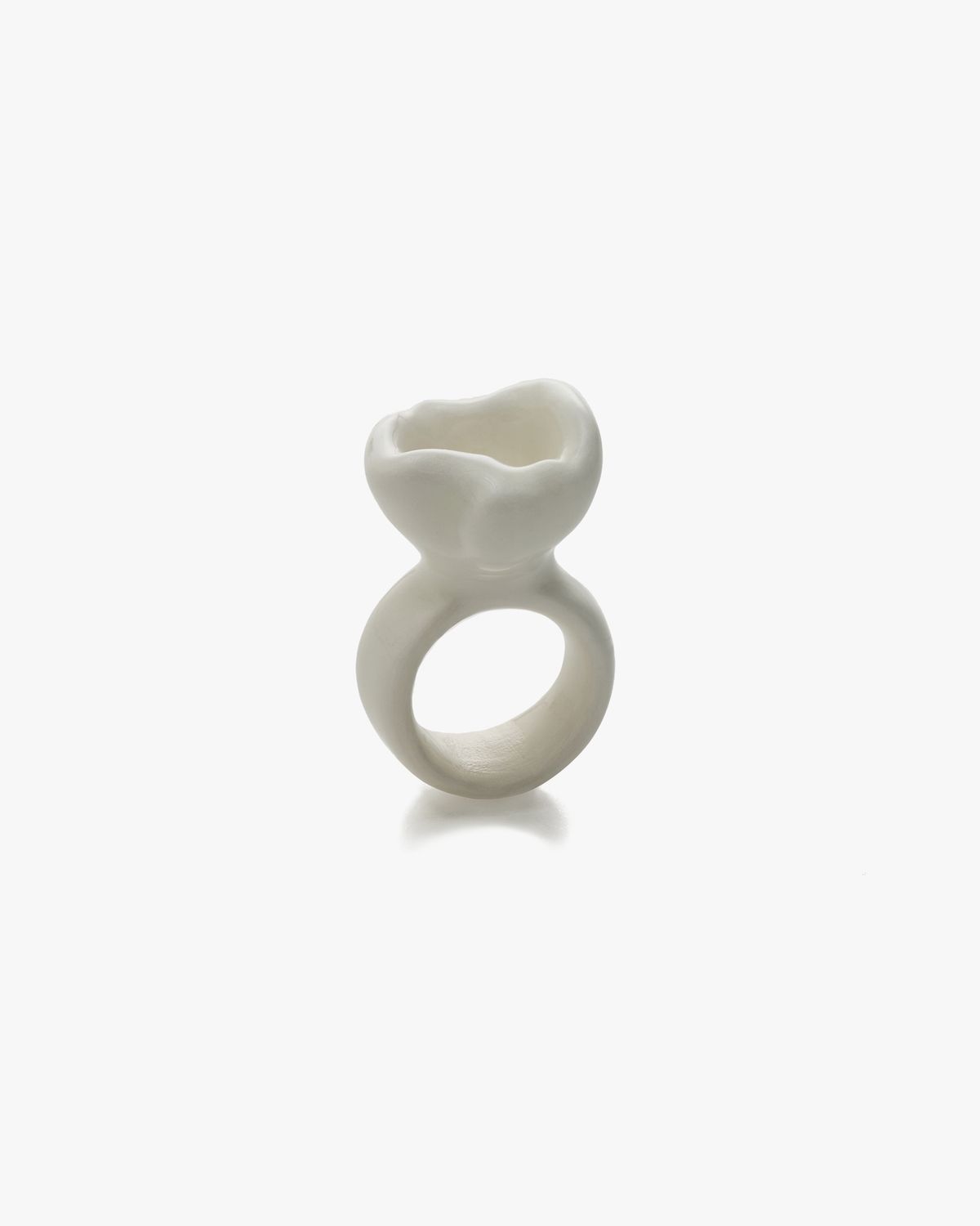 POLYSK white poppy ring, Size: 17