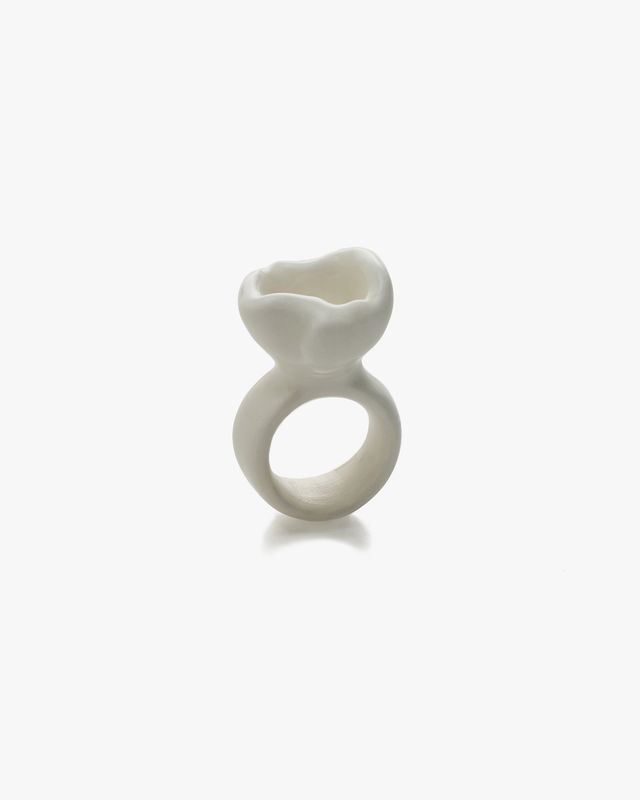 POLYSK white poppy ring