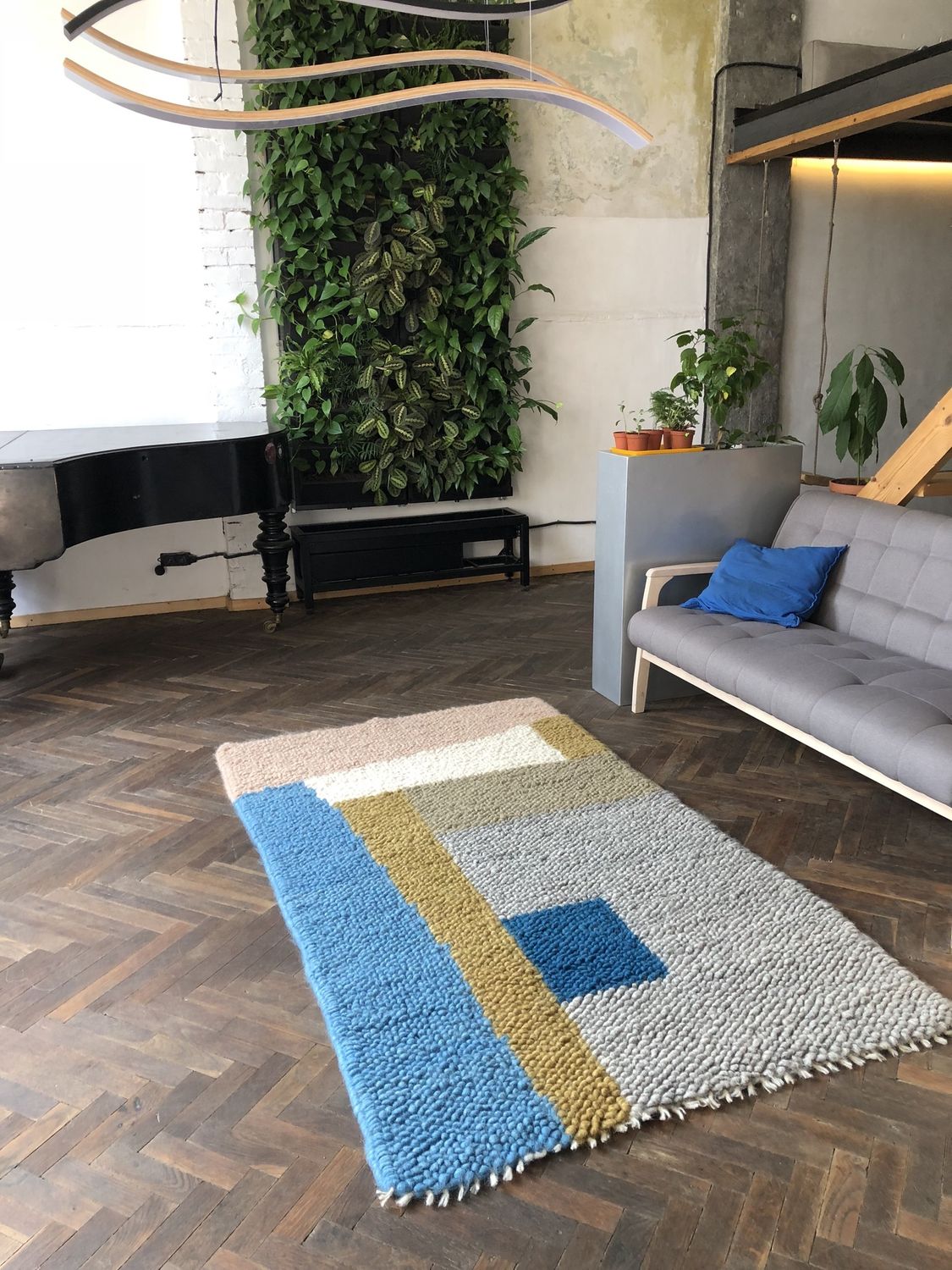 Geometric Blue/Brown Carpet 00022107