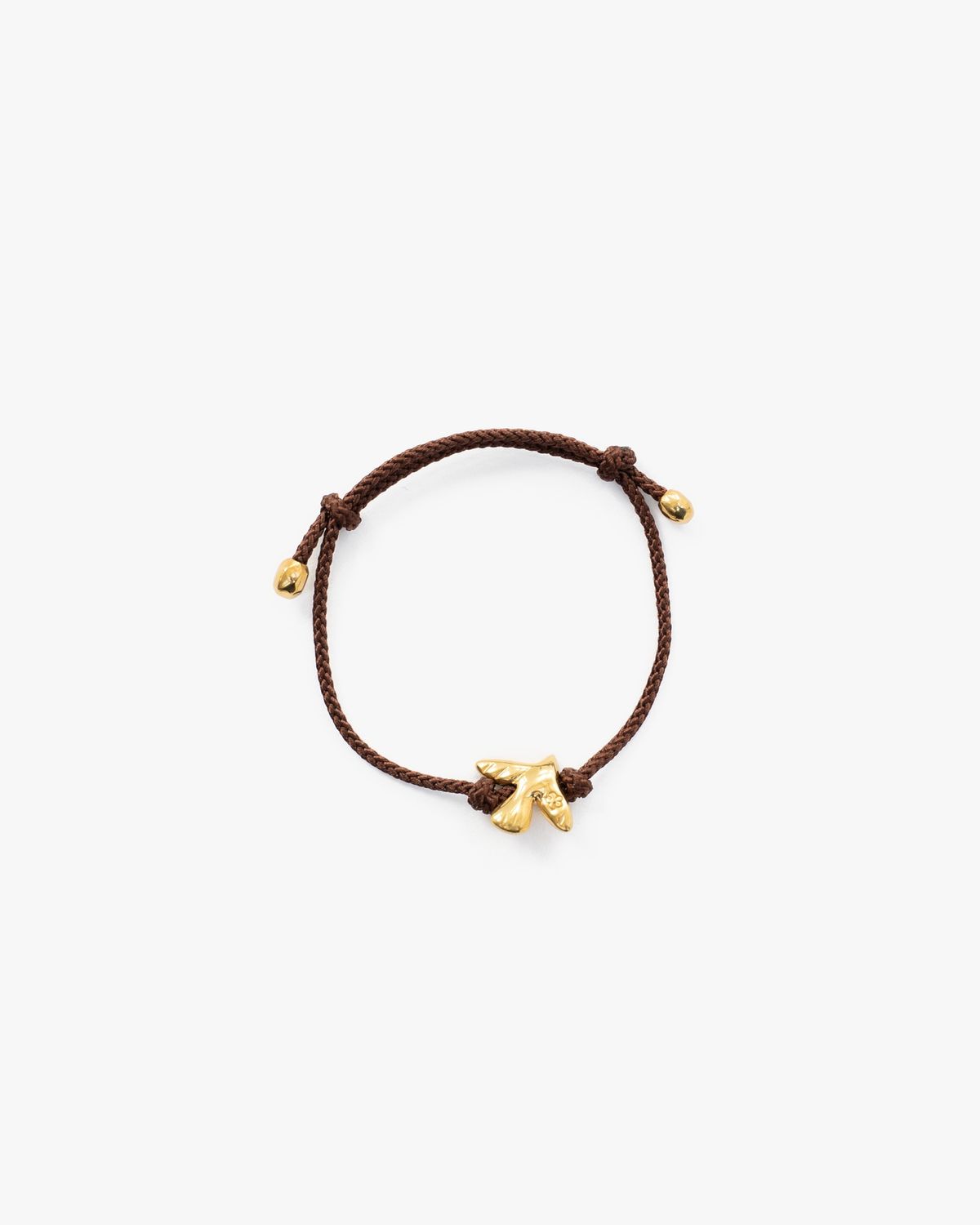 Bracelet ERA with gold-plated silver bird, Color: Brown cord
