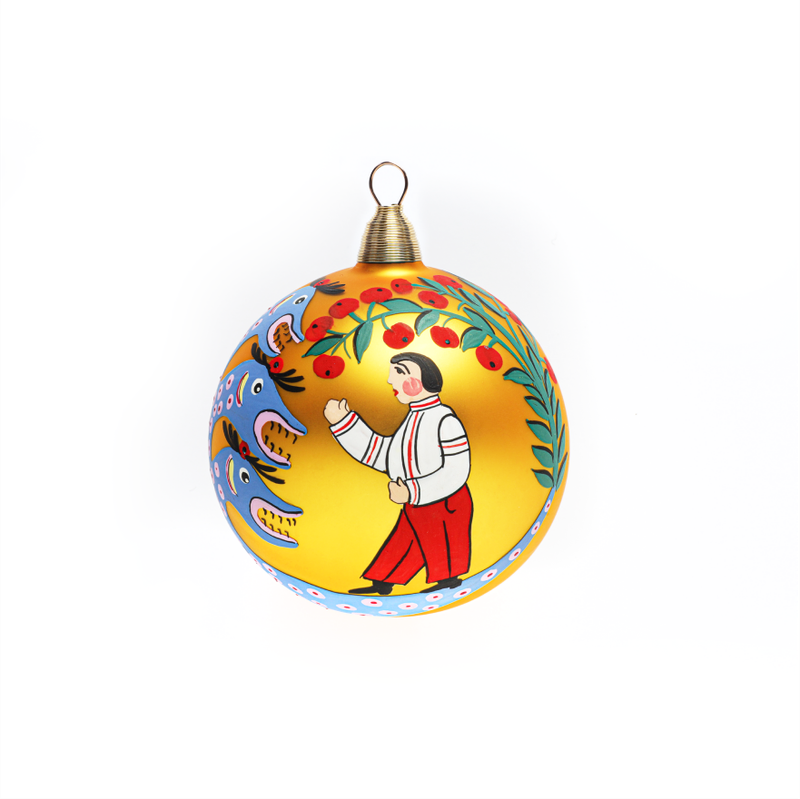 Christmas ball Prymachenko "Snake crawled into the garden"