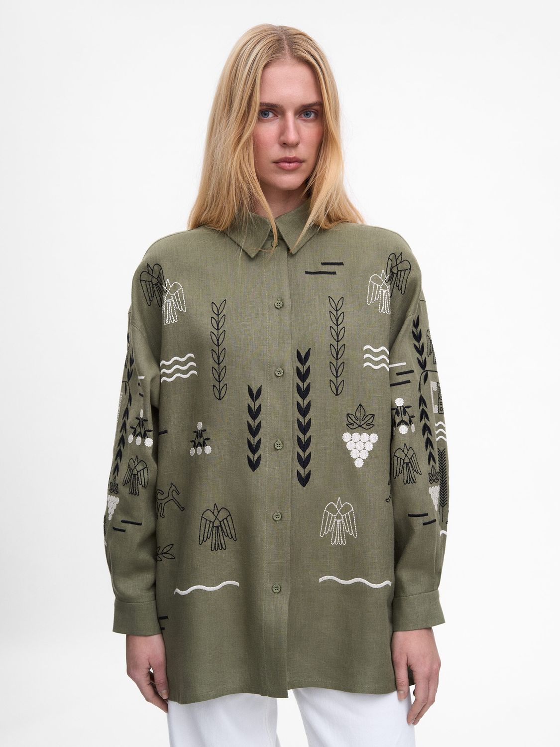 Embroidered shirt Slovo, Color: Green, Size: XS