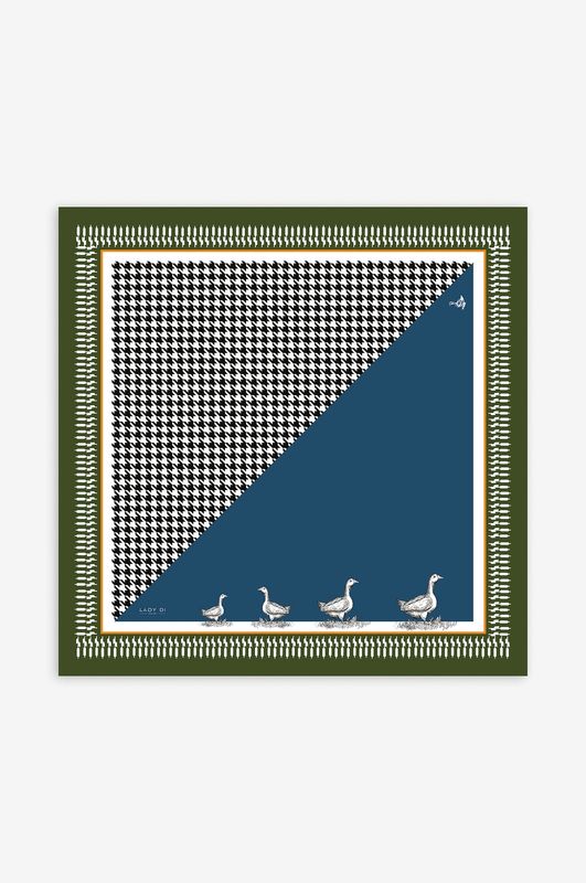 Scarf "Geese" blue