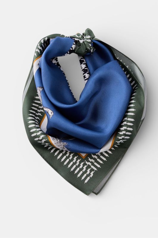 Scarf "Geese" blue