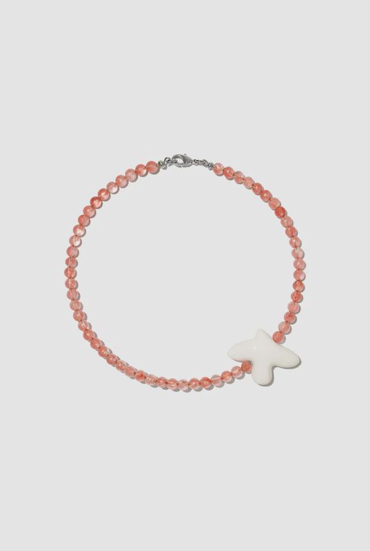 Necklace MYRNI with chalcedony and a bird