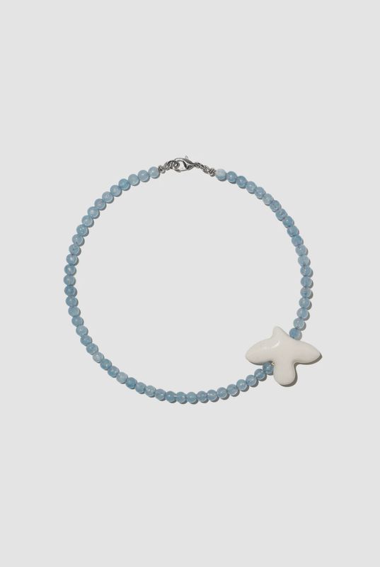 Necklace MYRNI with aquamarine and a bird