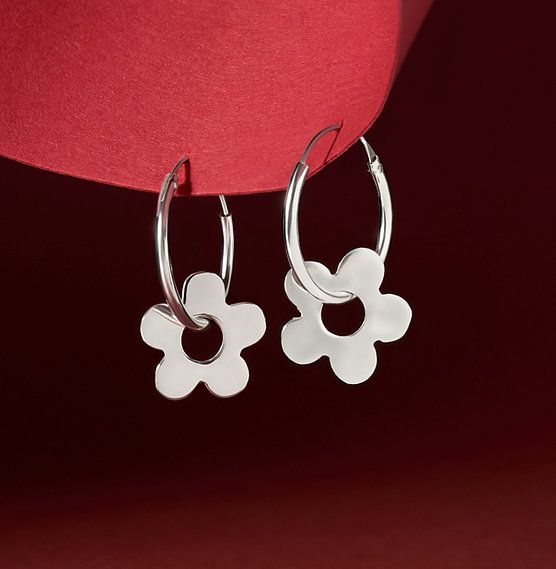 Earrings Flowers, Material: Silver
