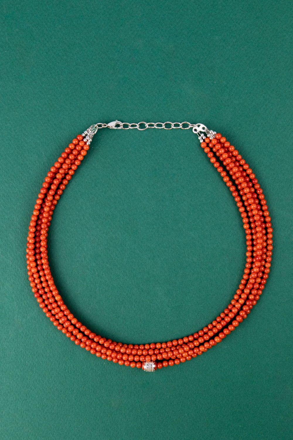 Coral necklace 5 with metal ring