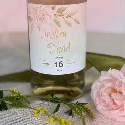Etiketa na svatební víno Beautiful Roses 190x82mm