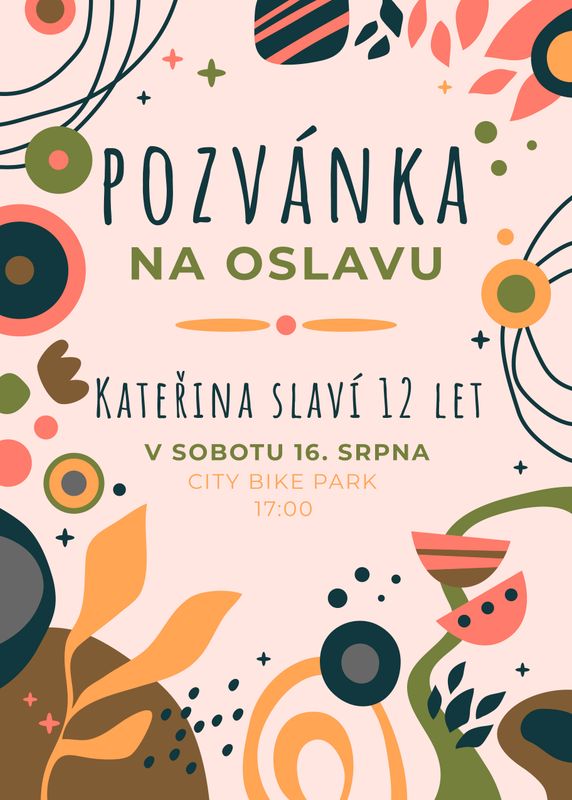 Pozvánka narozeninová Abstraktní květy A6