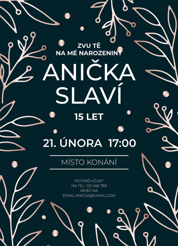 Pozvánka narozeninová Elegantní černá A6