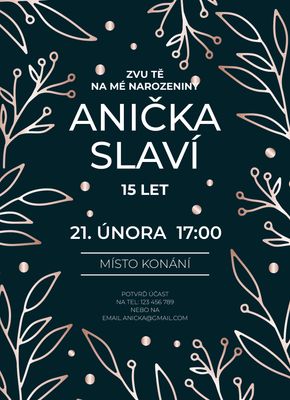 Pozvánka narozeninová Elegantní černá A6