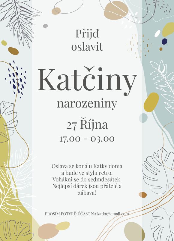 Pozvánka narozeninová Retro listy A6