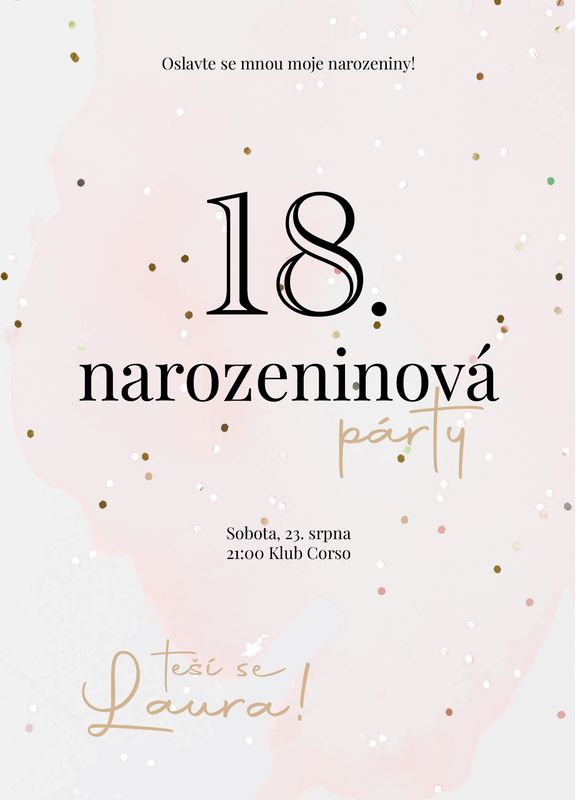 Pozvánka narozeninová Růžové tečky A6