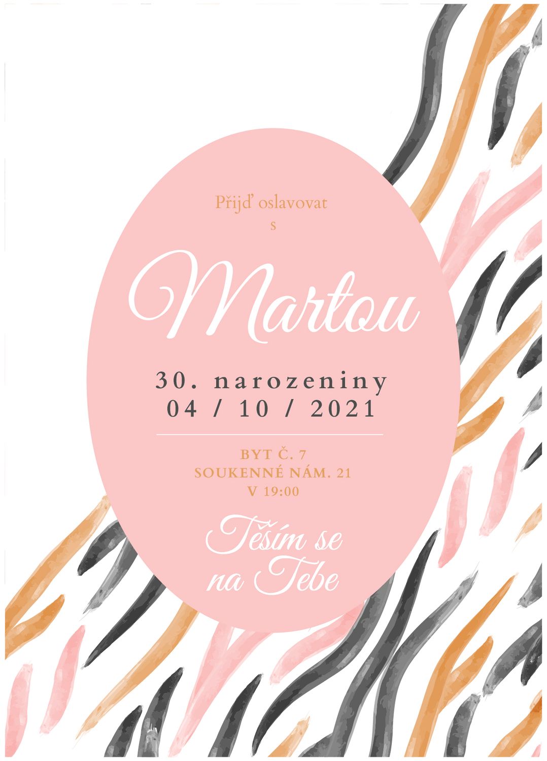 Pozvánka narozeninová Pruhy akvarel A6