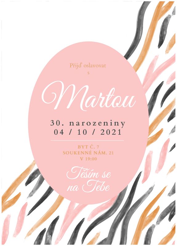 Pozvánka narozeninová Pruhy akvarel A6
