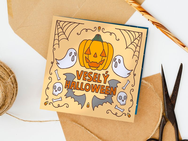 Přání Veselý Halloween 145x145mm skládané