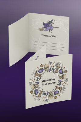 Přání Čarodějnice 145x145 mm skládané