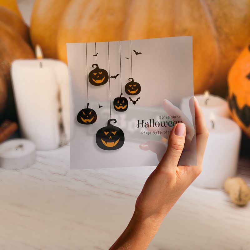 Přání Dýně 145x145 mm transparentní papír