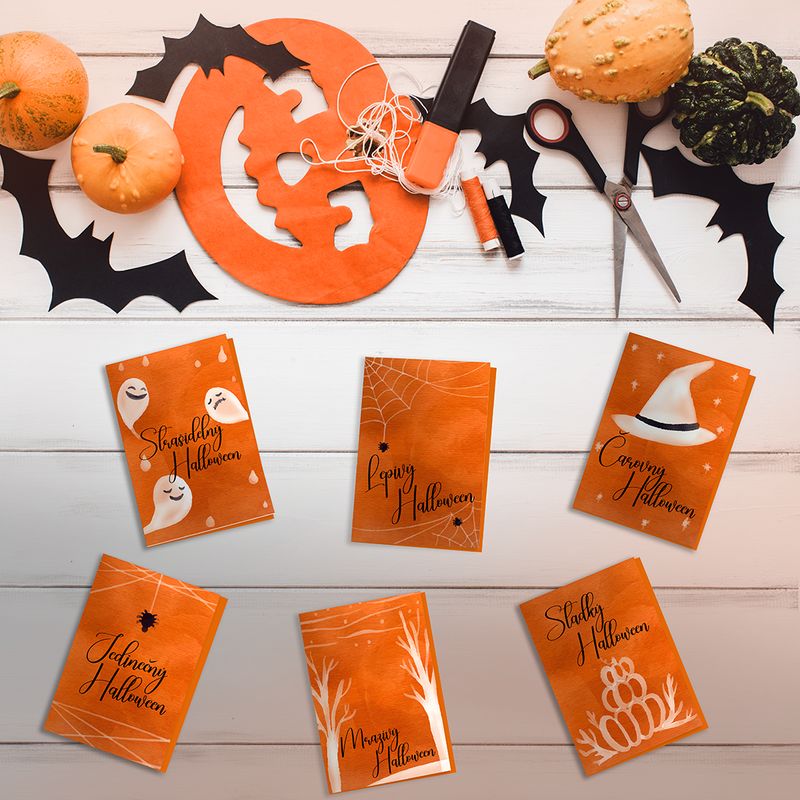Kartičky Halloween Orange 50x70 mm skládané 12ks