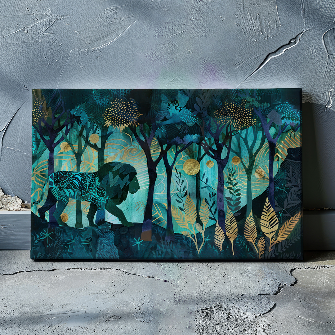 Obraz Lev v Modré Noci 60x35 cm