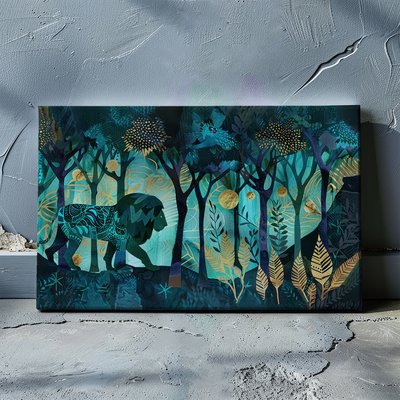 Obraz Lev v Modré Noci 60x35 cm