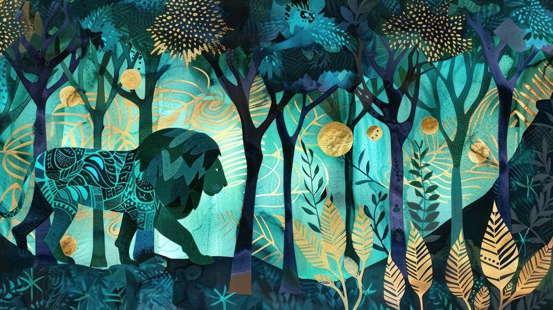 Plakát Lev Kráčející Noční Krajinou 60x34 cm