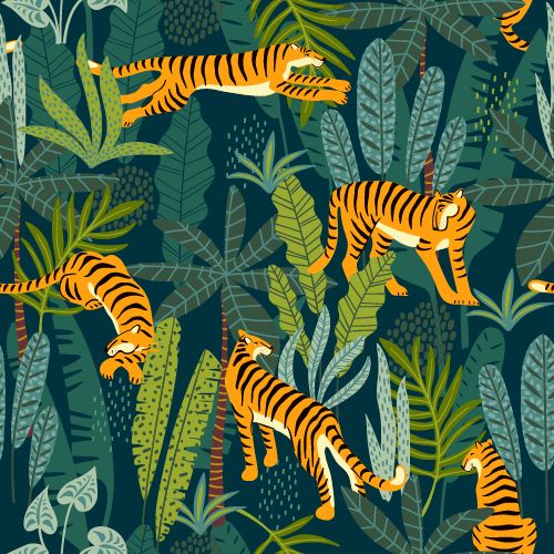 Samolepící  Tapeta Tygři. Canvas-Like