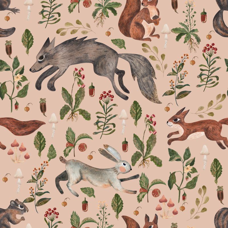 Samolepící  Tapeta Zvířátka z Lesa. Canvas-Like