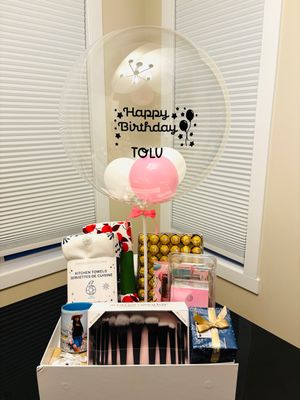Elegant Birthday Gift Box with Personalized Balloon
