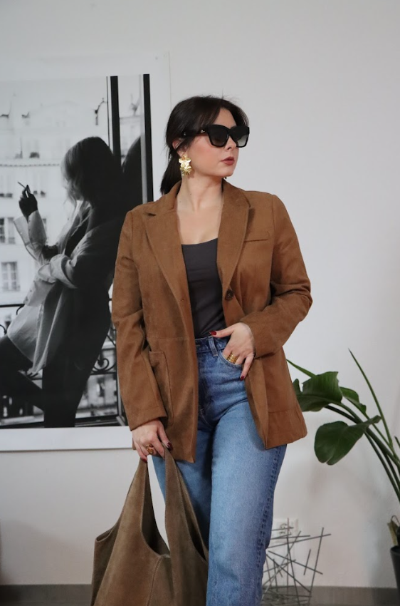 Blazer ELLIOT effet daim camel