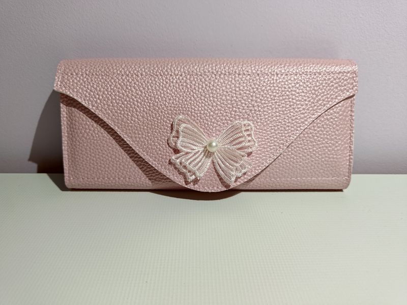 porte feuilles rose poudré