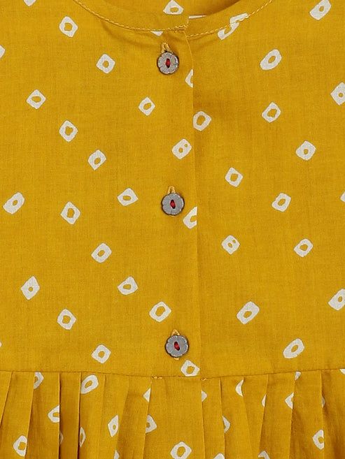 Bandhani Polka Top Set - Yellow