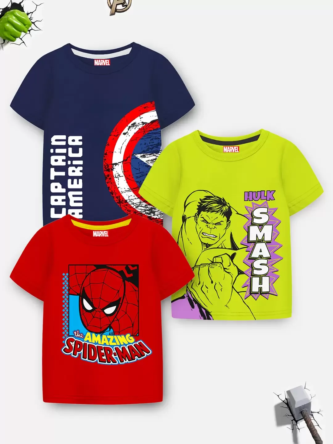 Pack Of 3 Boys Avengers Printed T-shirt