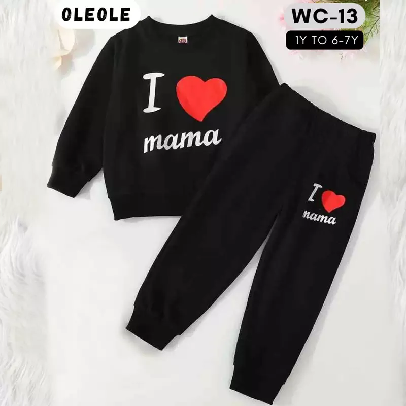 Girl&#39;s সোয়েটশার্ট এবং প্যান্ট সেট-WC-13BL