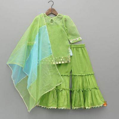 Kurti And Ruffled Sharara | AZ-688