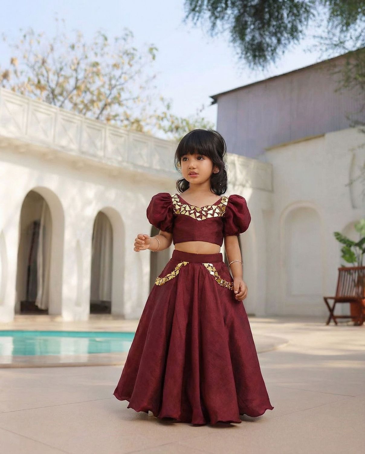 Girls Top With Lace Lehenga | AZ-691