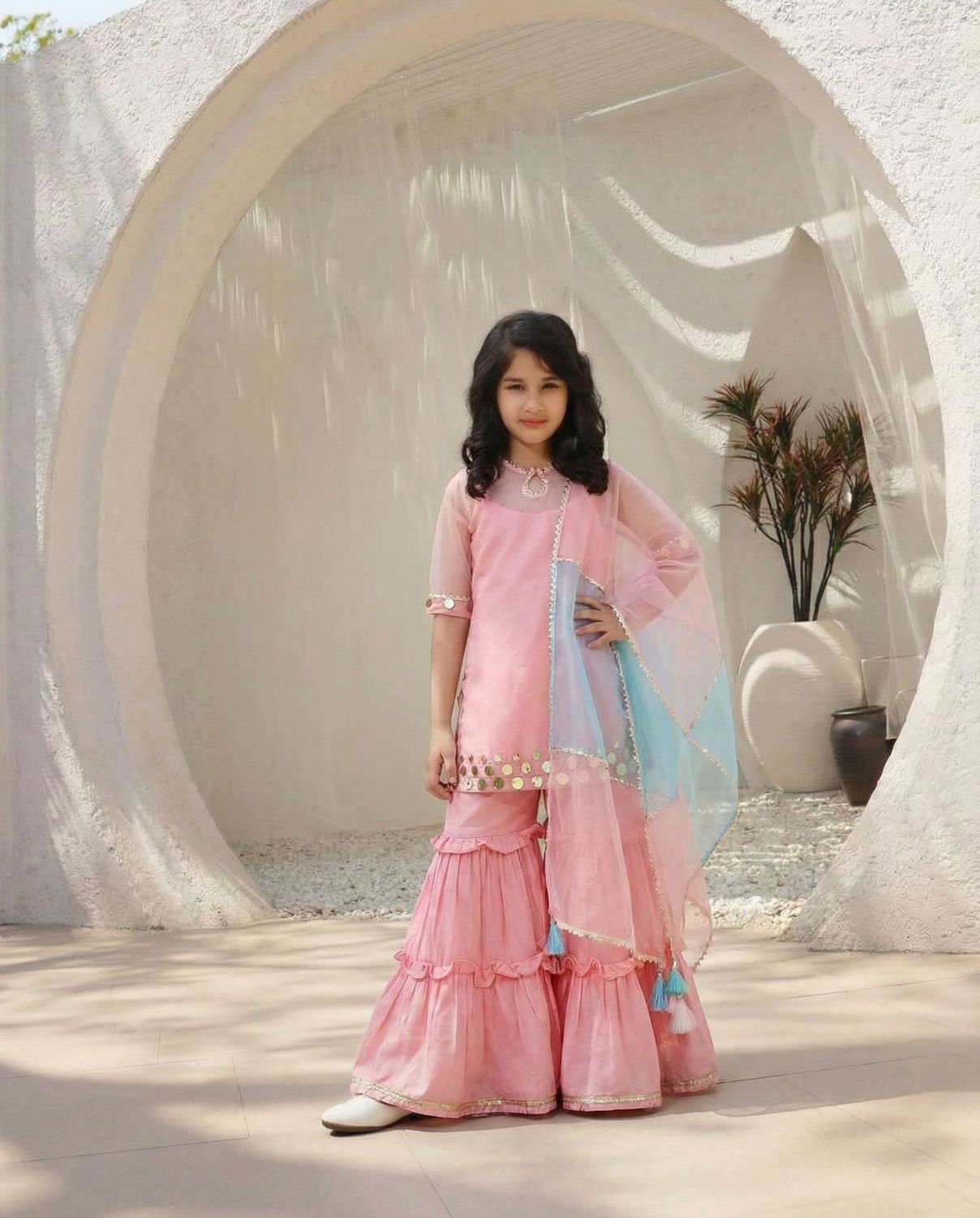 Kurti And Ruffled Sharara | AZ-689