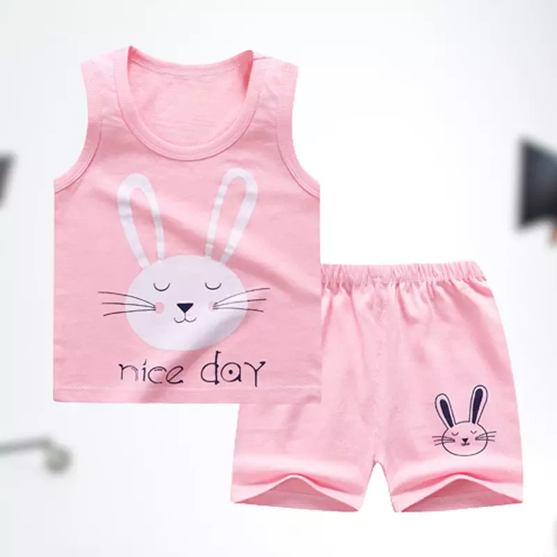 Girls Sleeveless Summer T-shirt 2pcs Sets