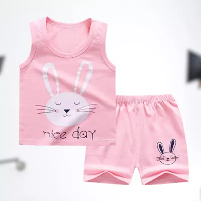 Girls Sleeveless Summer T-shirt 2pcs Sets