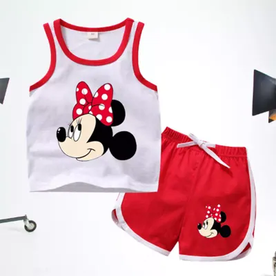 Girls Sleeveless Summer T-shirt 2pcs Sets