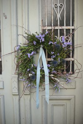 Wianek z bukszpanem fioletowy