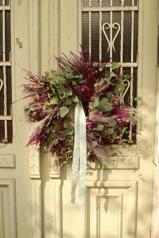 Wianek z wrzosem i eukaliptusem