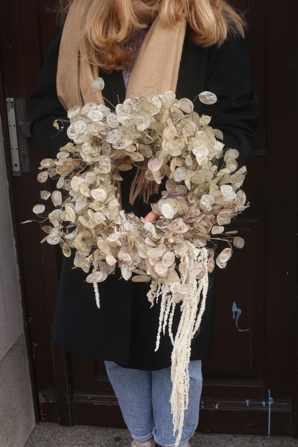 Wianek z lunarią 40 cm