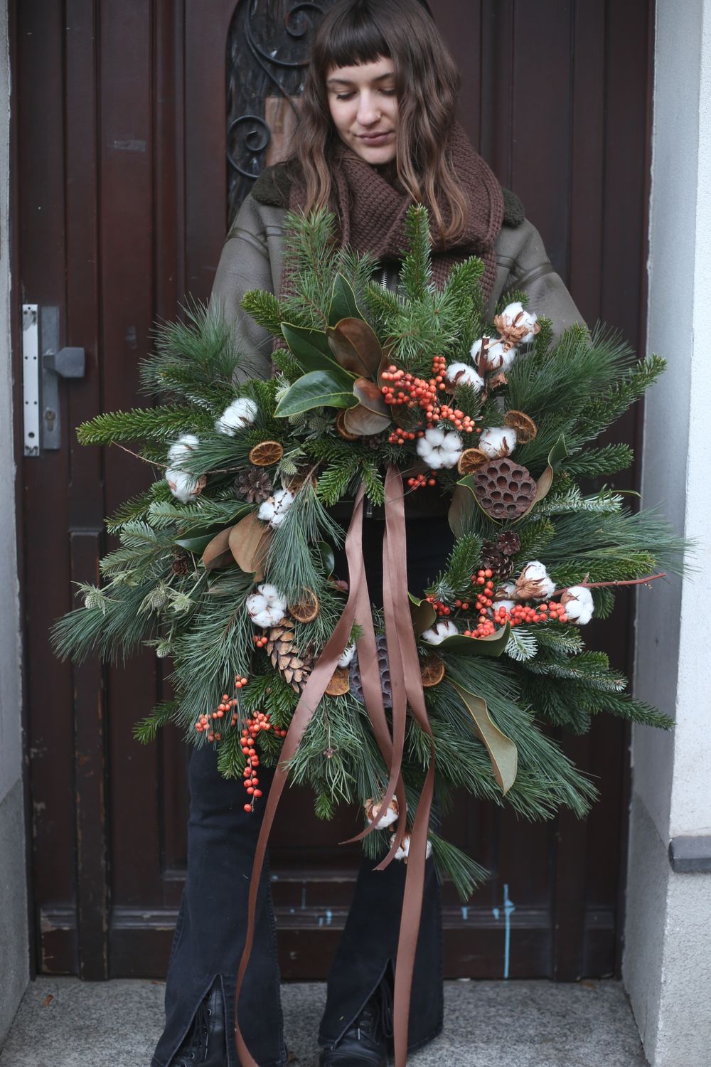 Wianek świąteczny z brązem 