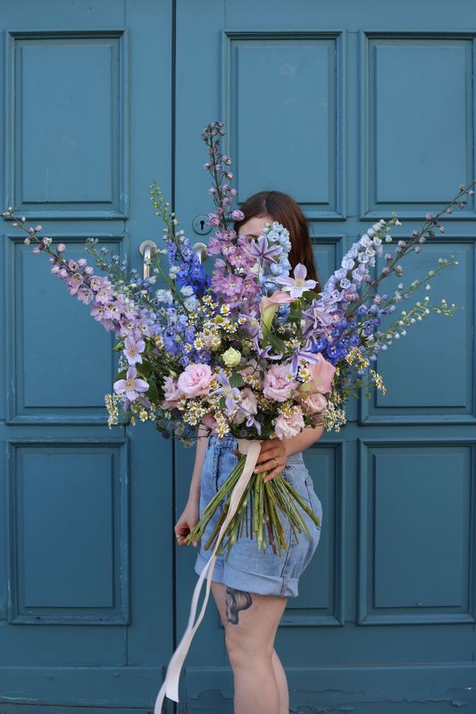 Bukiet pastelowy z błękitem