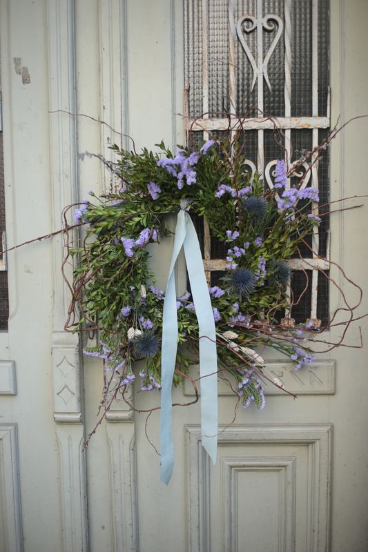 Wianek z bukszpanem fioletowy